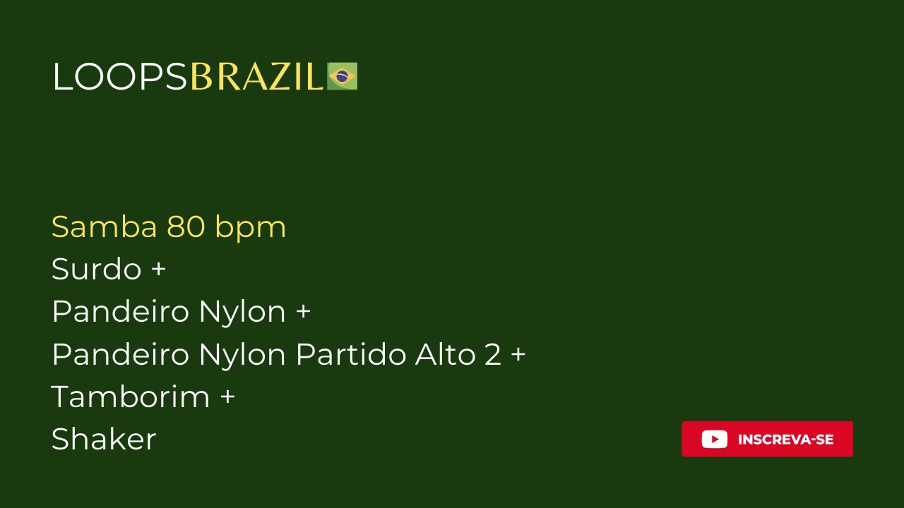 Samba 80 bpm - Surdo + Pandeiro Nylon + Pandeiro Nylon Partido Alto 2 + Tamborim + Shaker