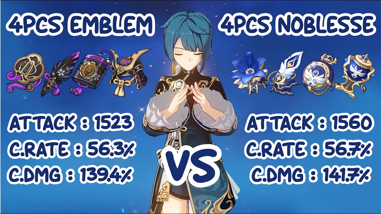 Xingqiu C6 | 4 Emblem of Severed Fate vs Noblesse Oblige - Damage Comparison - (Genshin Impact) 2.6