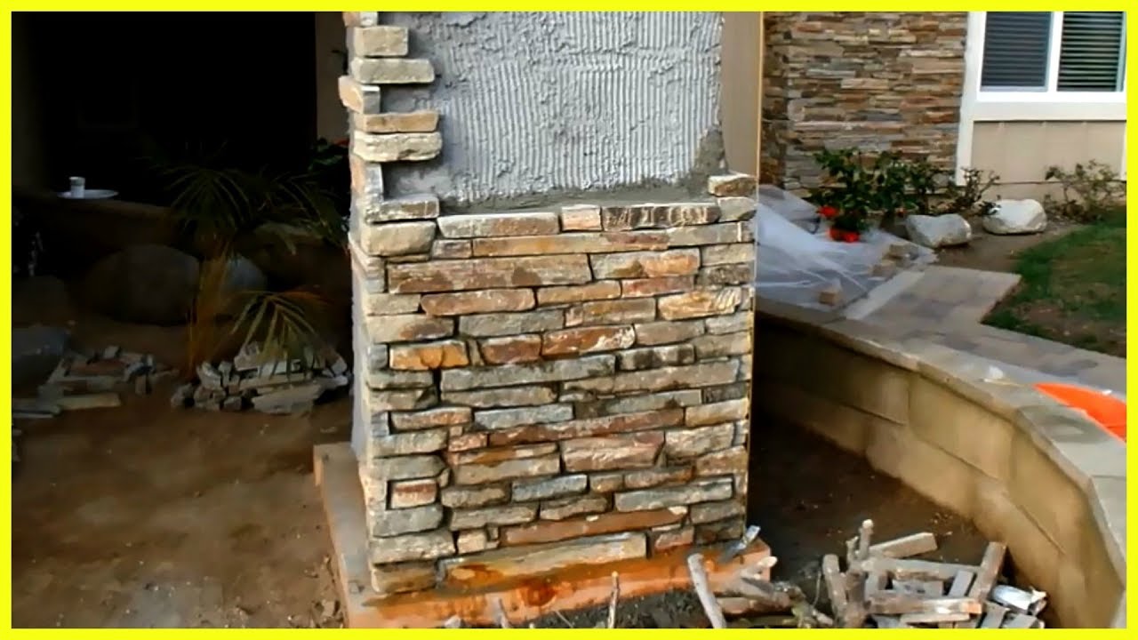 Natural Thin Veneer Stone Installation Outdoors Ledgestone