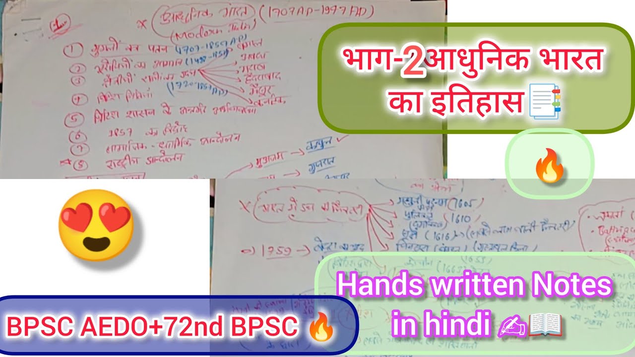 Part-2आधुनिक भारत का इतिहास/Modern history of Bharat#history #modernhistory #itihas #handwrittennote