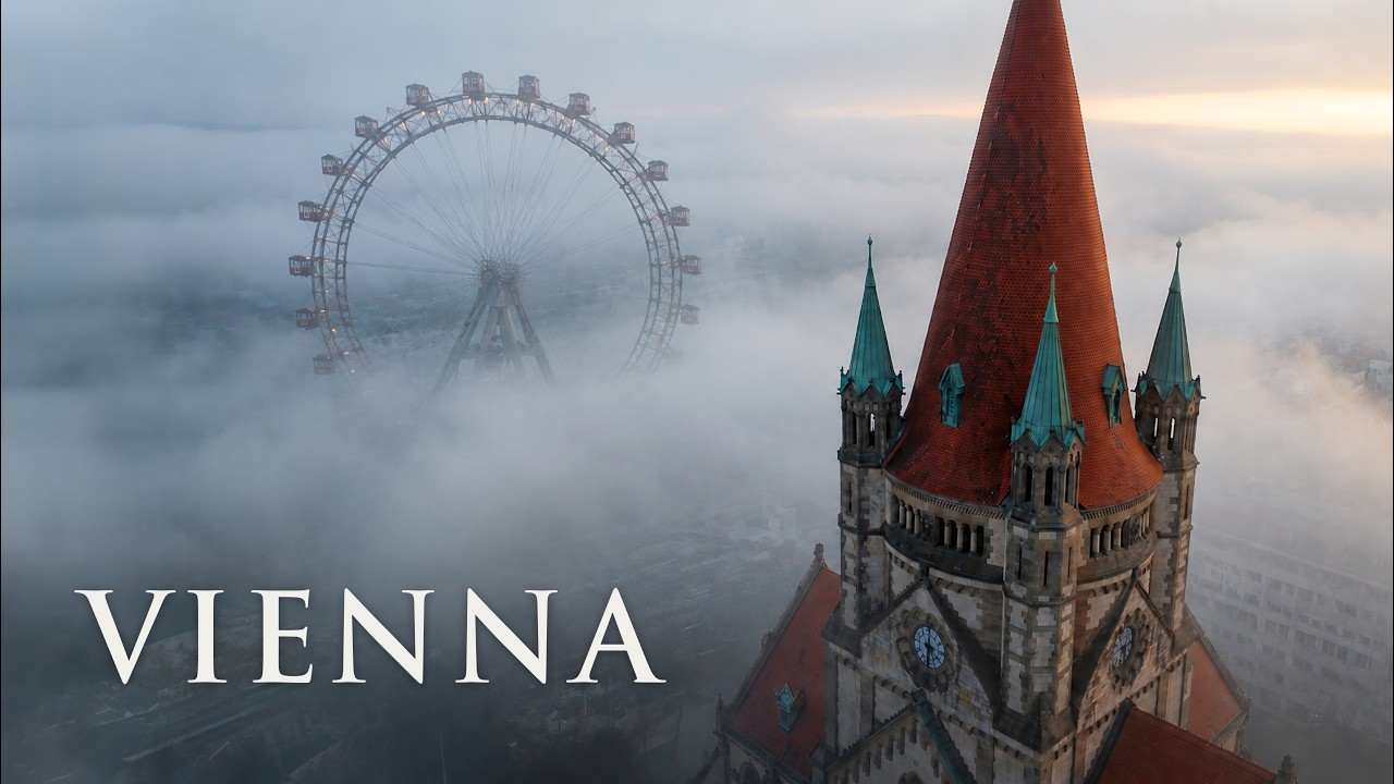 Vienna, Austria &ndash; Church Towers in the Morning Fog | 4K Aerial Travel Film for TV