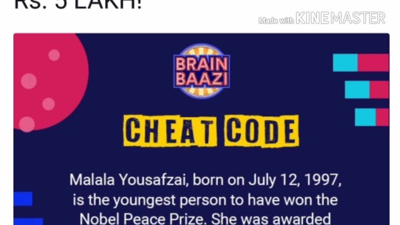 Brainbaazi Cheatcode 2 for 17th April 9pm 5 lakh RS prize money