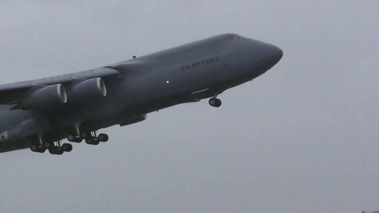 C5 Galaxy departing Prestwick | EGPK | HD | Low Visibility
