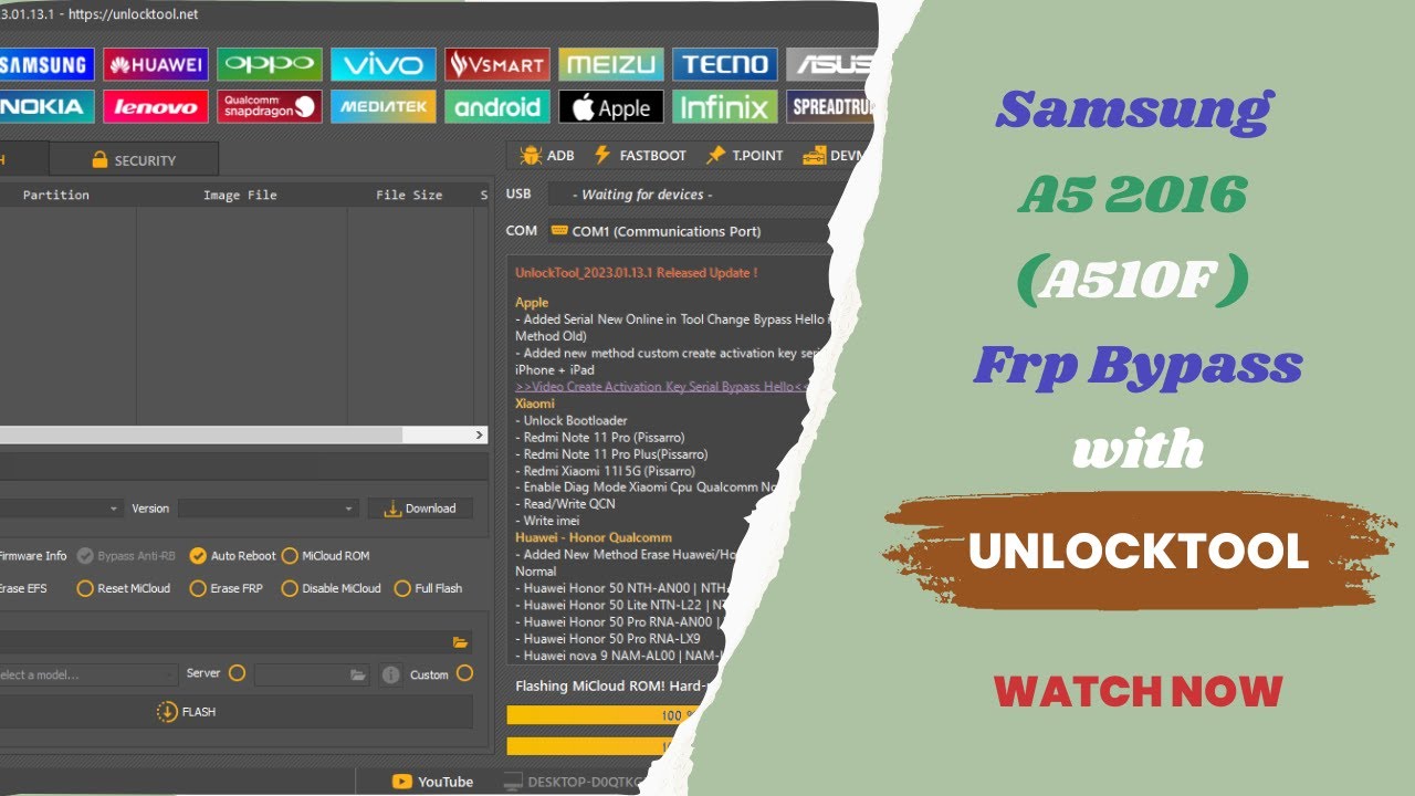 Samsung A5 2016 A510F Frp Bypass By Unlock Tool