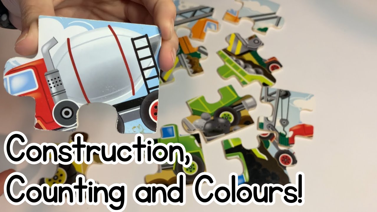 Construction Vehicles - Learn Colors - Numbers - Educational Videos for Kids - @missmooseandme