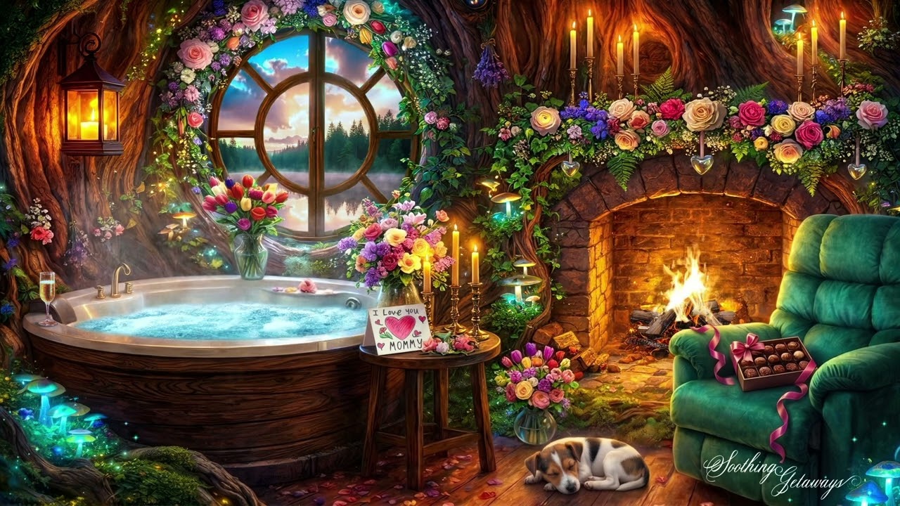 🌸 Magical Mother&rsquo;s Day Getaway: Cozy Fireplace, Bubbling Hot Tub & Sleeping Puppy Ambience