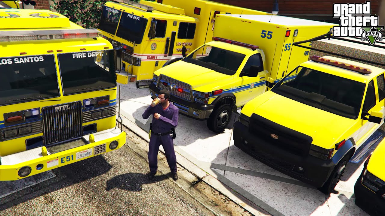 GTA 5 - Stealing British Emergency Vehicles with Michael! (Real Life Vehicles)