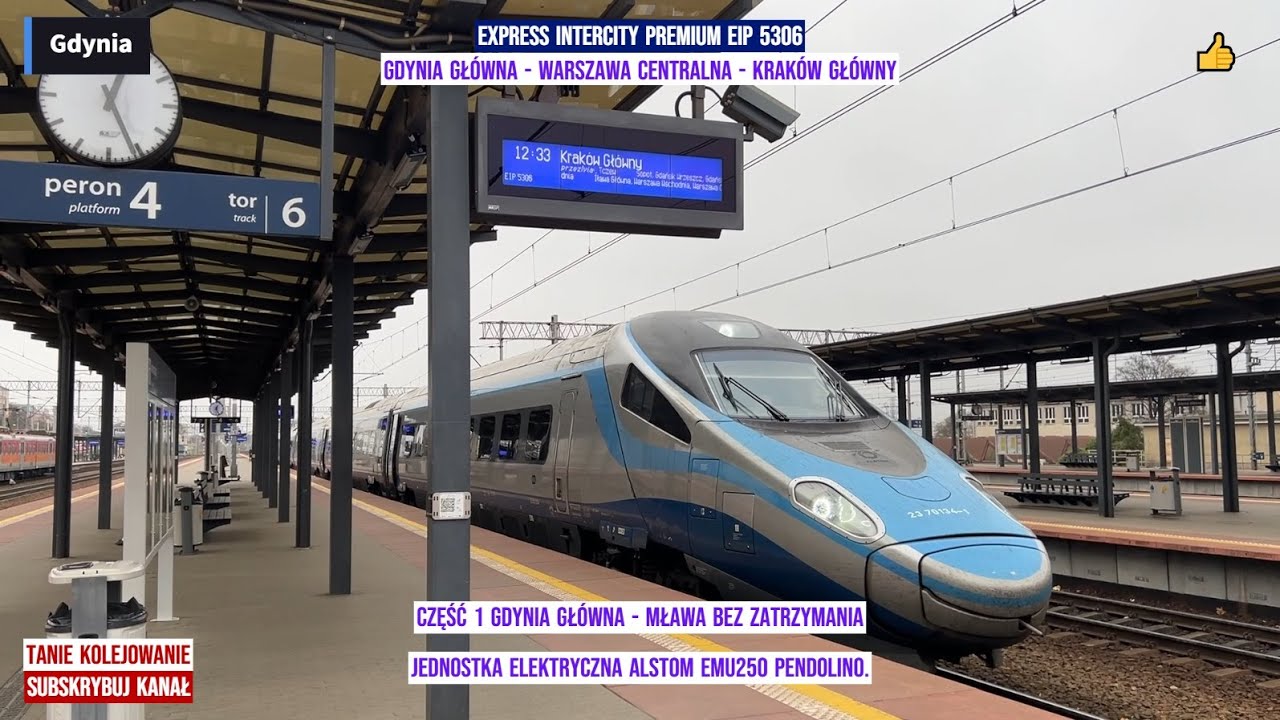 Train Express InterCity Premium EIP 5306 Gdynia Główna - Kraków Główny Część 1 relaksujący film