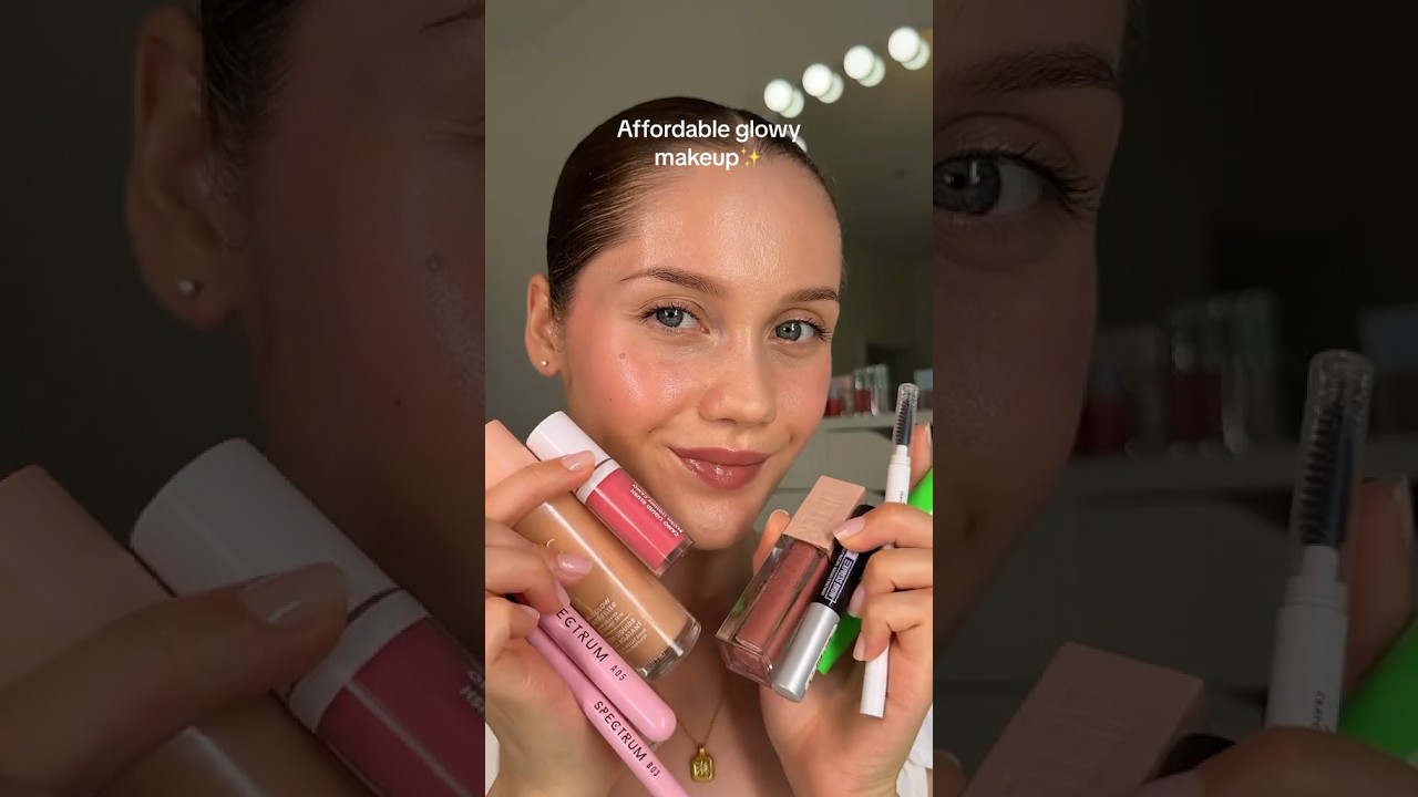 AFFORDABLE GLOWY MAKEUP💖 #makeup #affordablemakeup #glowymakeup #affordablebeauty  #drugstore #elf
