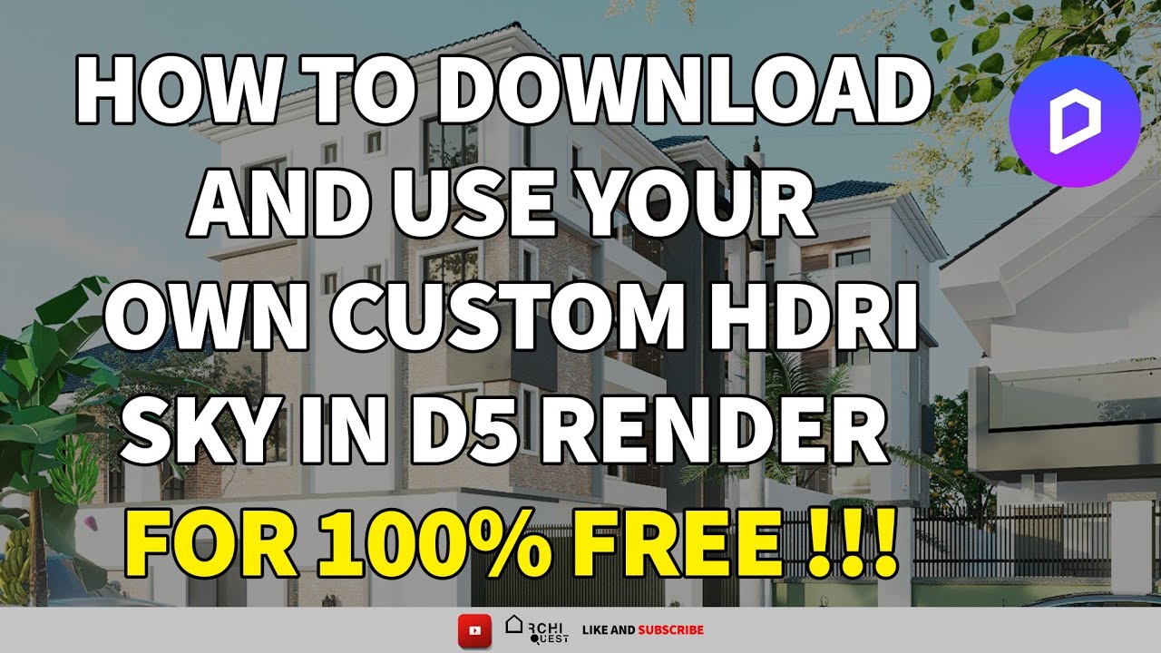 How to download and use your own custom HDRI sky in D5 Render for 100% FREE !!!