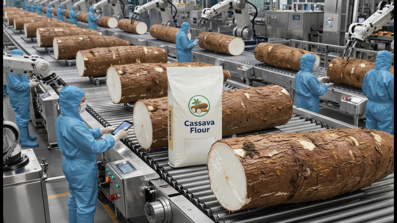 Inside the Factory: United States Giant Cassava Flour Process (Full Process)...