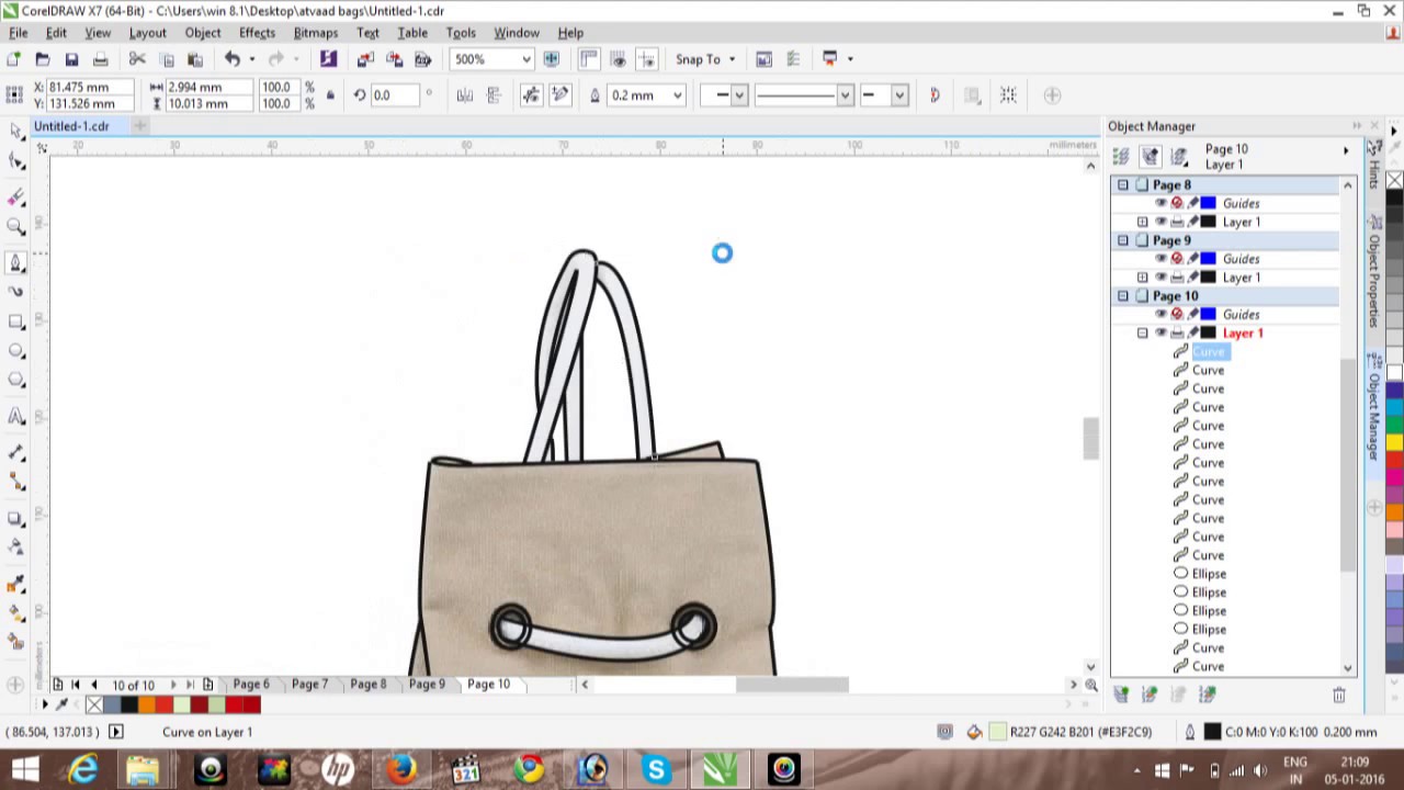 How to sketch a bag on Corel Draw 1