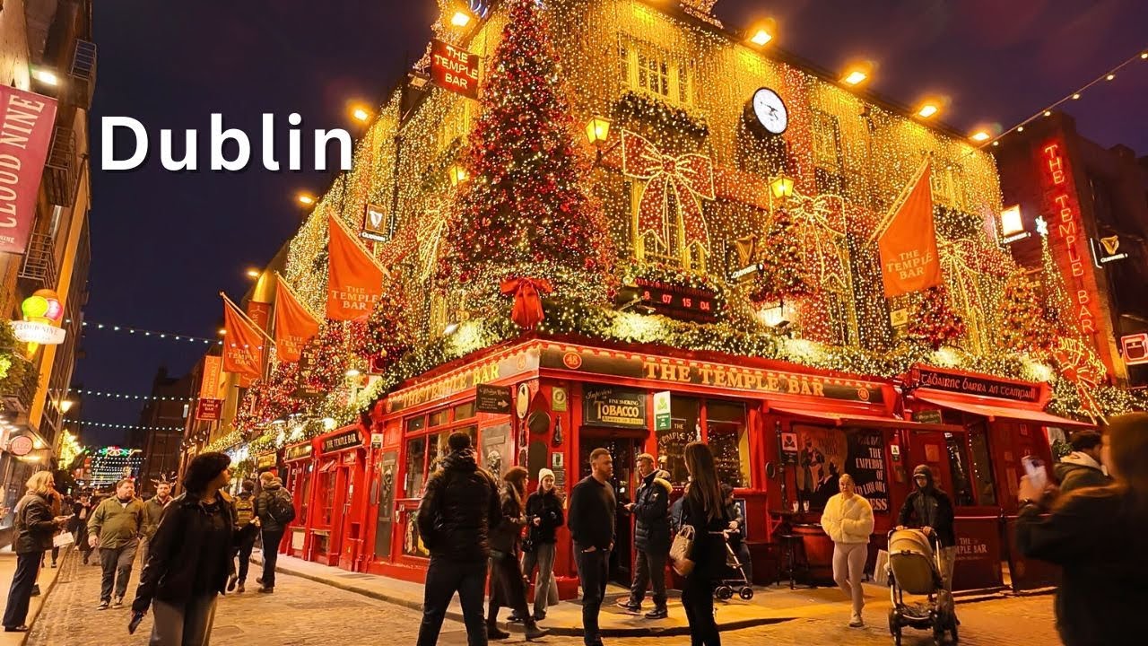☘️ Dublin at Night ✨ Christmas & Winter Lights Walk🎄