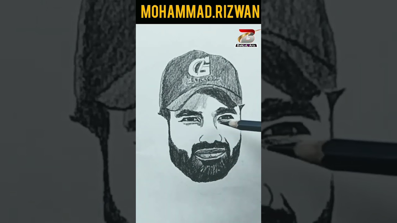 Sketching the Magic of Mohammad Rizwan   🏏🌟#shorts