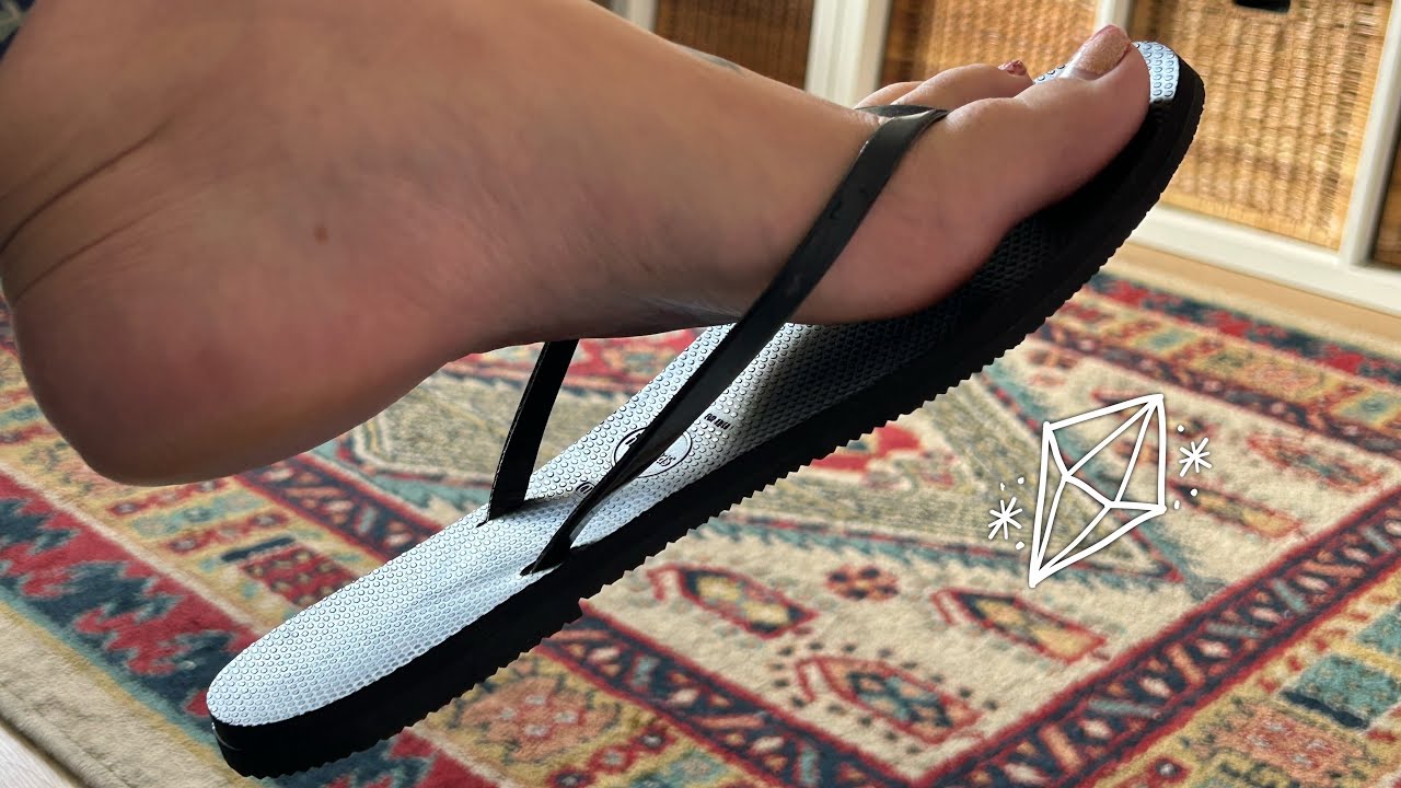 Slapping thin black flip flops for 5 minutes straight