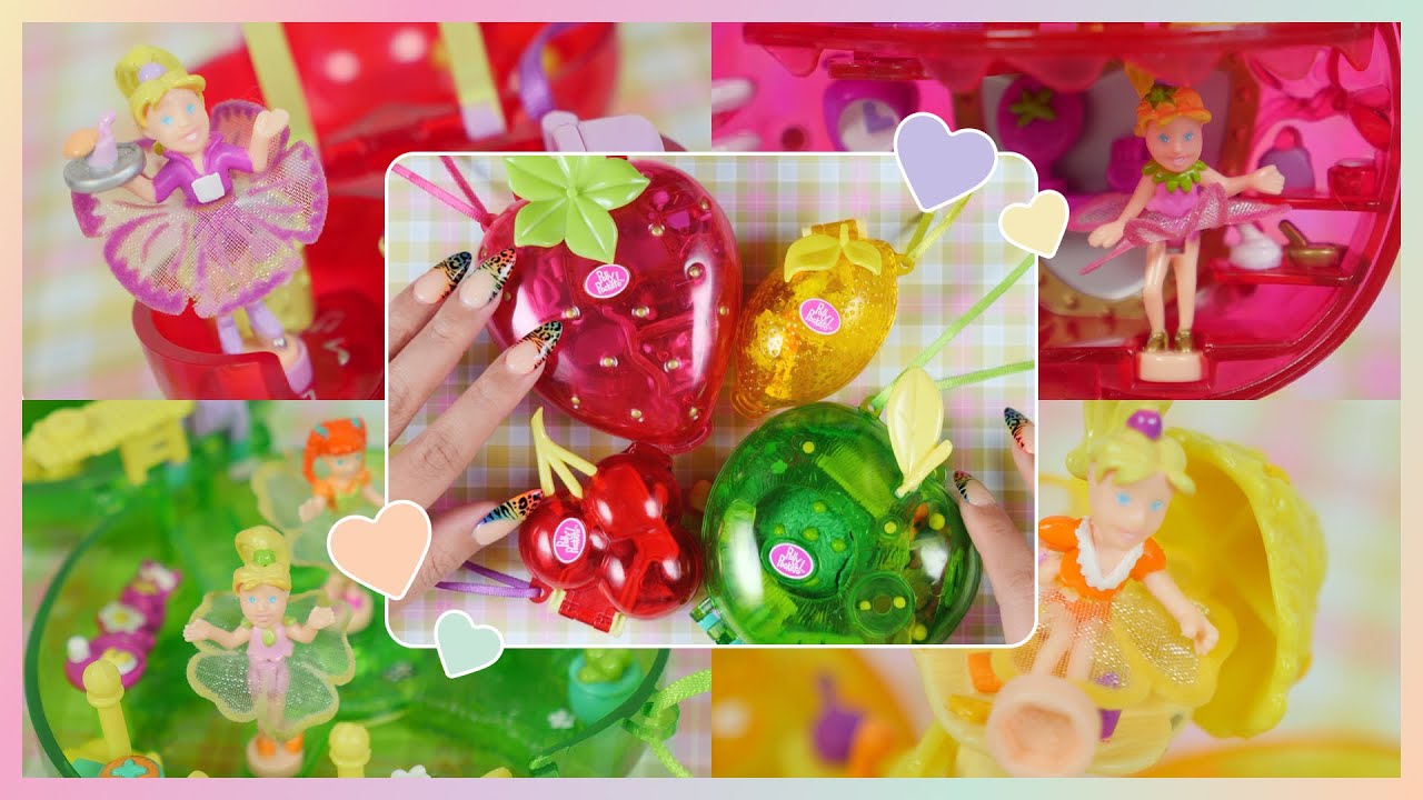 ✨SHOWCASE✨ Vintage Polly Pocket Fruit Surprise: Strawberry, Apple, Cherry, Lemon (2000)