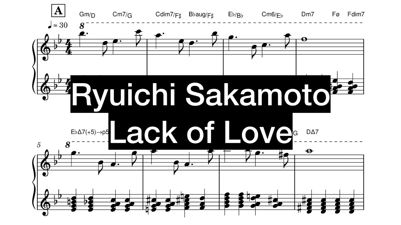 Ryuichi Sakamoto - Lack of Love (piano sheet)