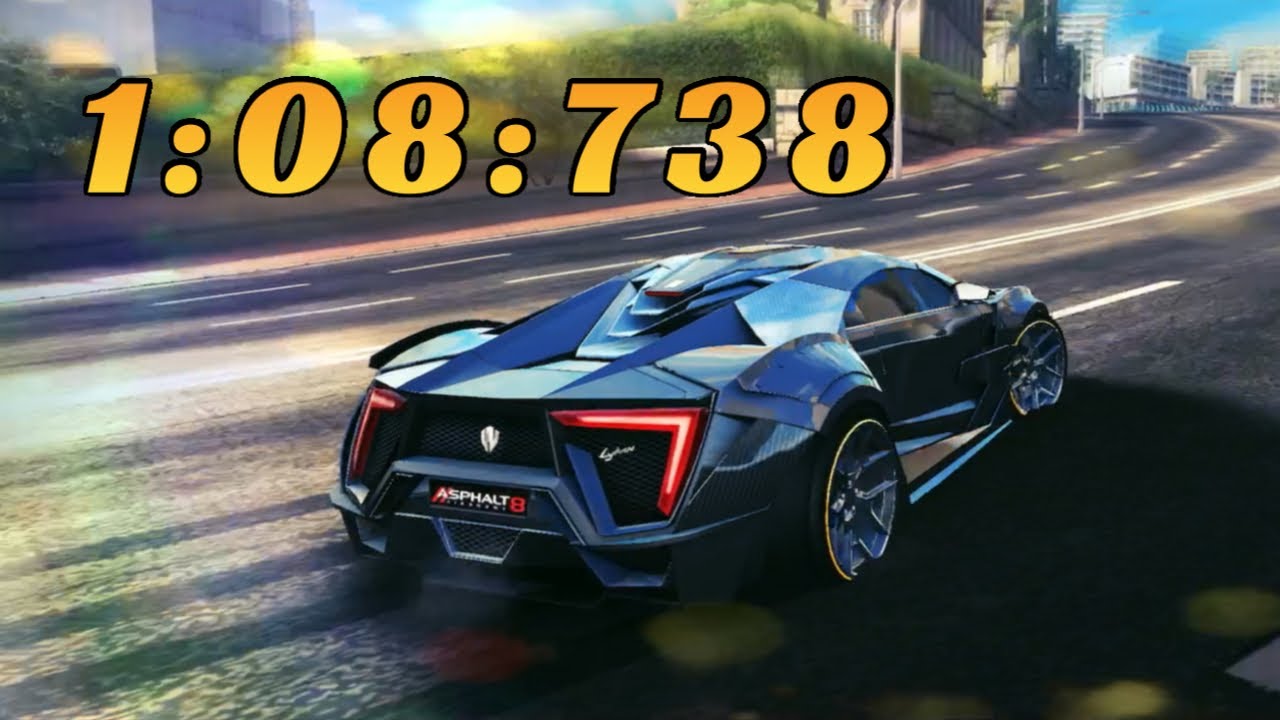 Asphalt 8 - Azure Coast Reverse - Lykan HE - 1:08:738