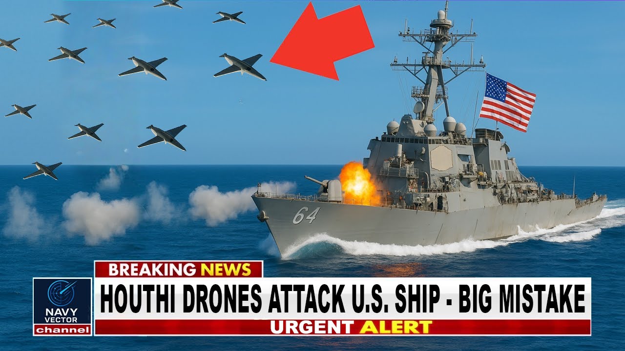 Iran Drone Swarm ATTACK US Navy Warship in the Red Sea&mdash;BIG MISTAKE | Navy Vector