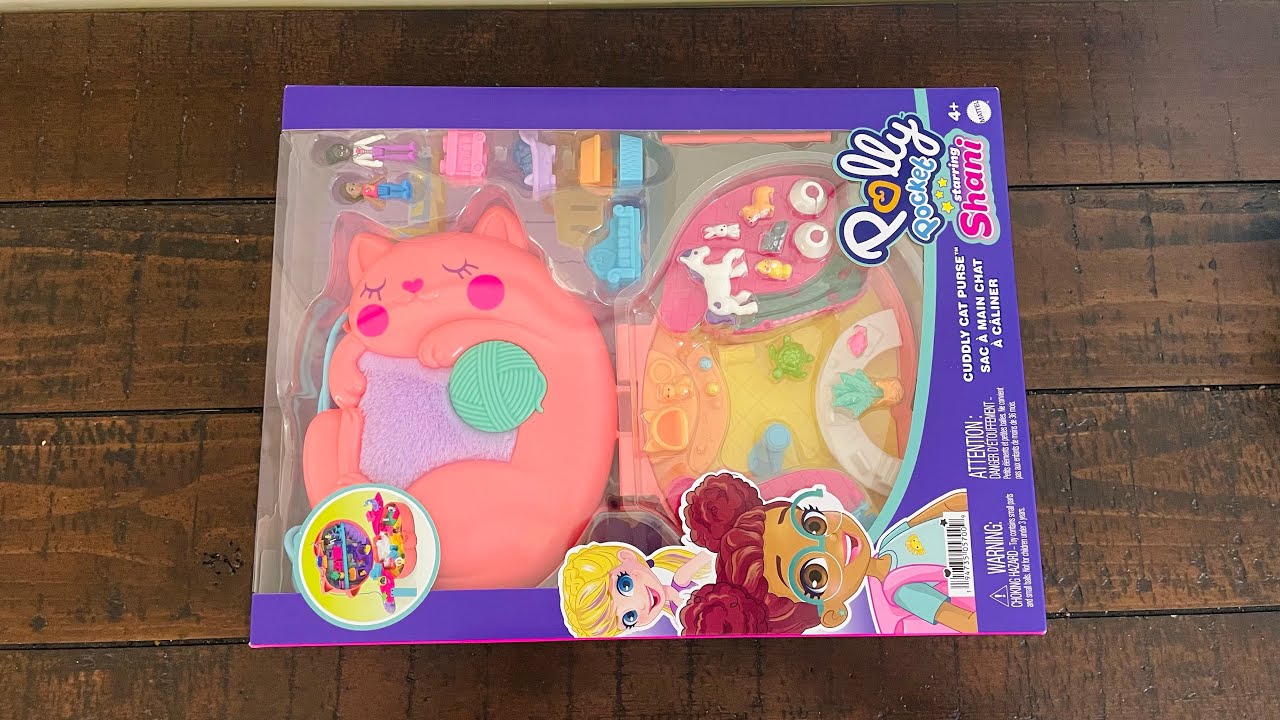 Unboxing Polly Pocket Starring Shani Cuddly Cat Purse 2022 New Toy