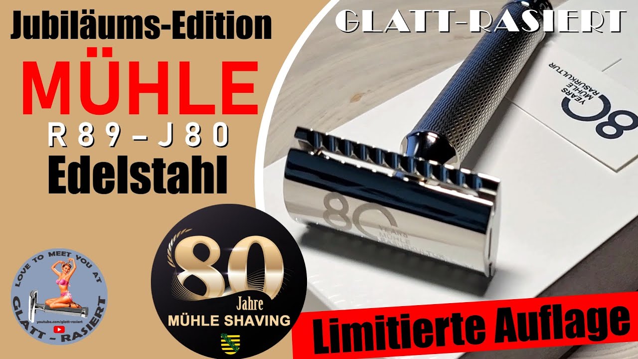 MÜHLE R89-J80 EDELSTAHL ║ Jubiläums-Edition - Rasierhobel / Nassrasur // GLATT - RASIERT