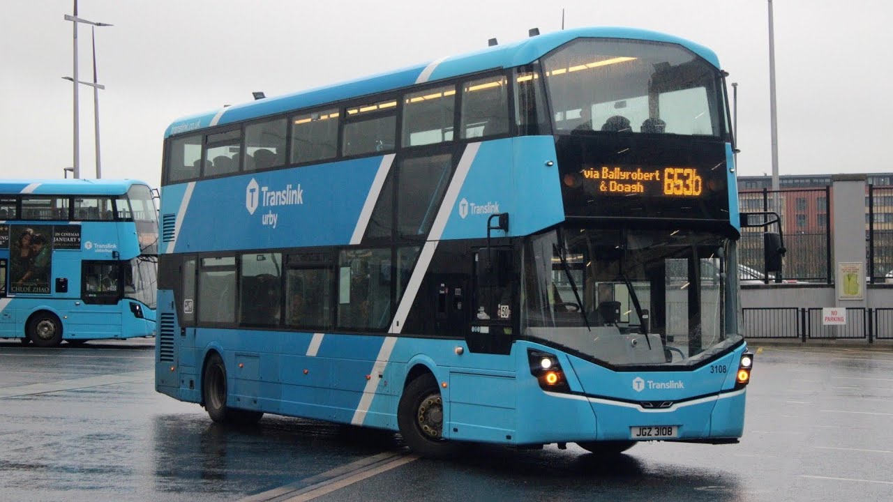 A ride on Translink Ulsterbus Wright StreetDeck 3108 on route 653b