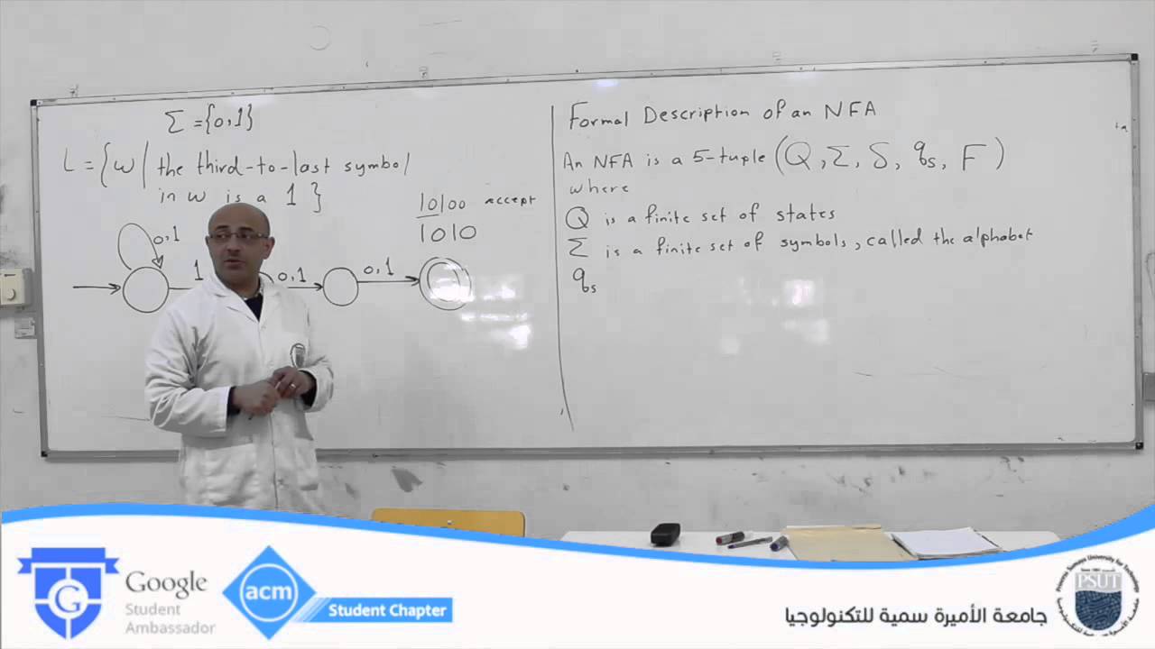 Lecture 1: Theory of Computation (Arabic) - Dr. Ghassan Shobaki, Non-deterministic Finite Automata.