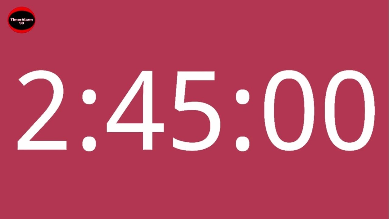 2 Hour 45 Minutes Timer | 165 Minutes Countdown Timer