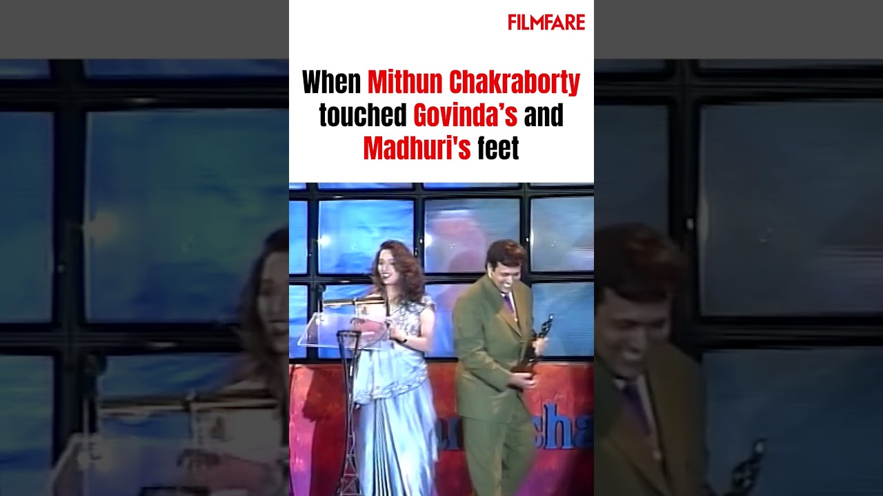 Митхун Чакраборти коснулся ног Мадхури и Говинды после победы на Filmfare! 😂 Культовый момент!