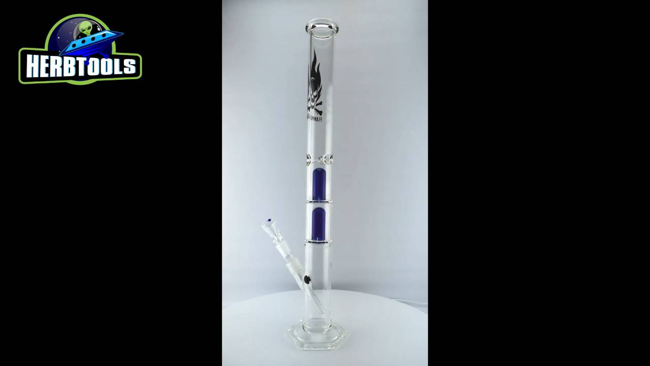 Black Leaf Flaming Skull Bong [HD] [HERBTOOLS]