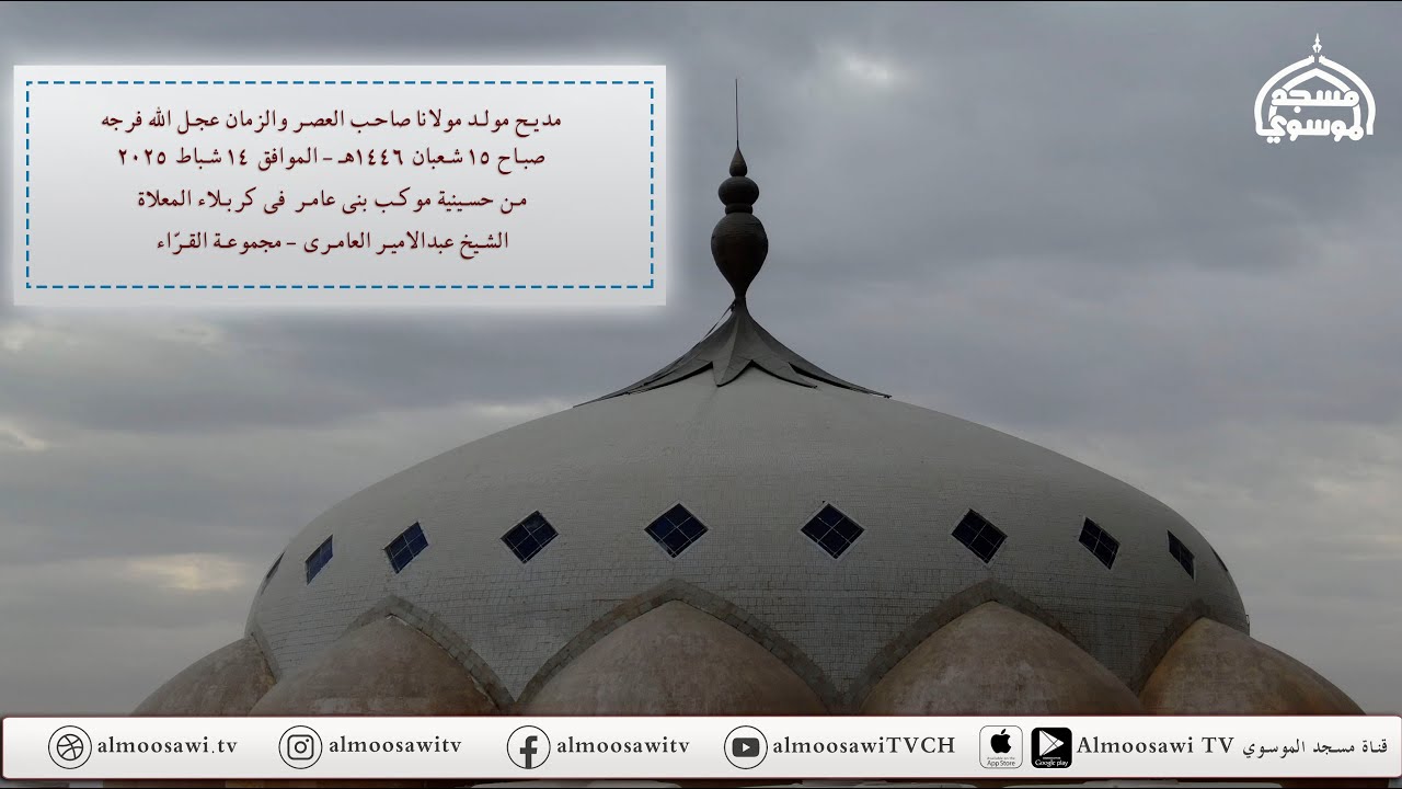 مديح مولد مولانا صاحب الزمان عج صباح 15 شعبان 1446 هــ  من حسينية موكب بني عامر في كربلاء المعلاة