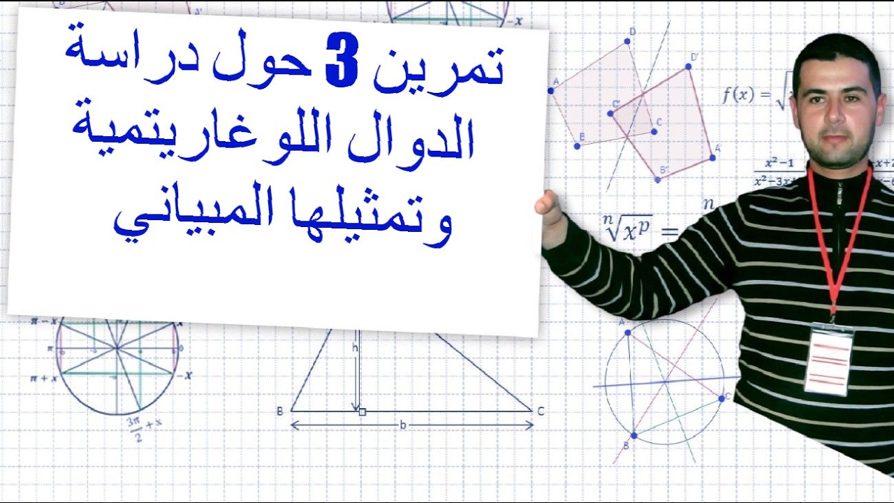 تمرين 3 حول دراسة الدوال اللوغاريتمية وتمثيلها المبياني