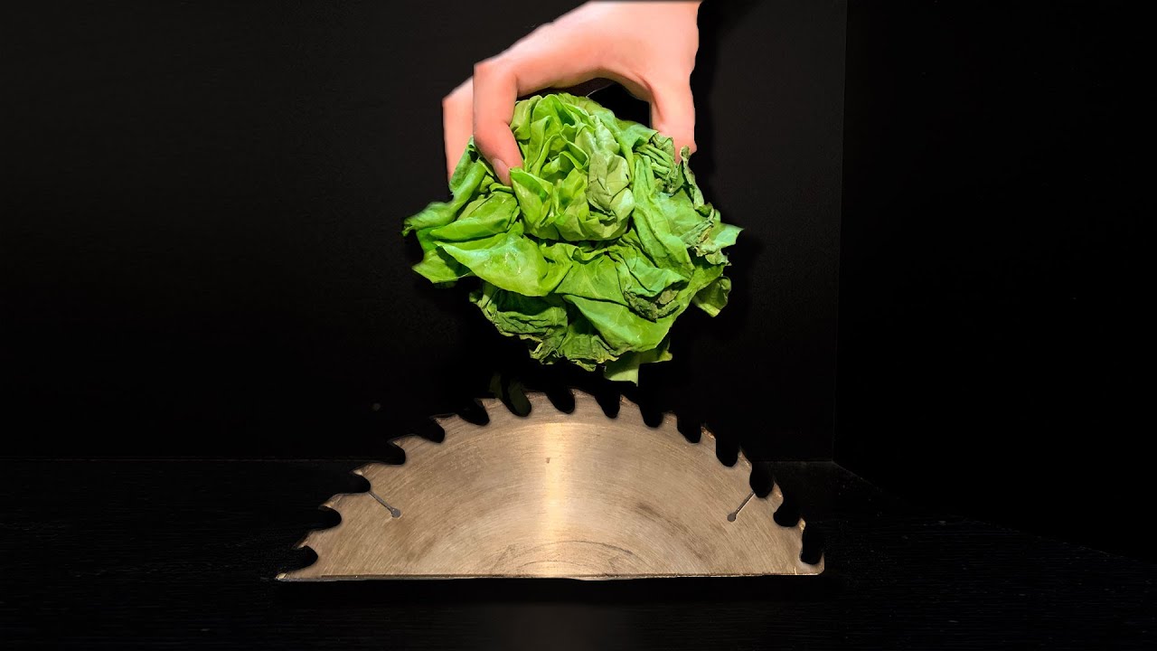 SHREDDER SAW VS GREEN SALAD! DESTROYED INTO PIECES!!!