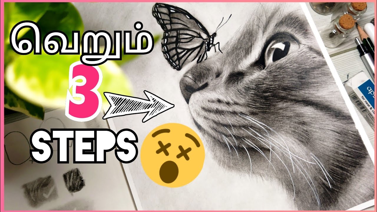 HOW TO USE CHARCOAL PENCIL TAMIL / how to draw a cat with charcoal / drawing tips in tamil / தமிழ்