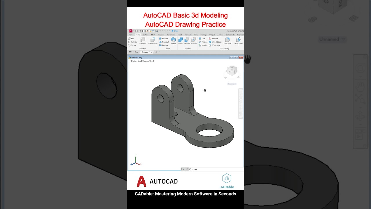 AutoCAD Basic 3D Modeling - AutoCAD Drawing Practice #AutoCADDrawingPractice #CADable #autocad3d