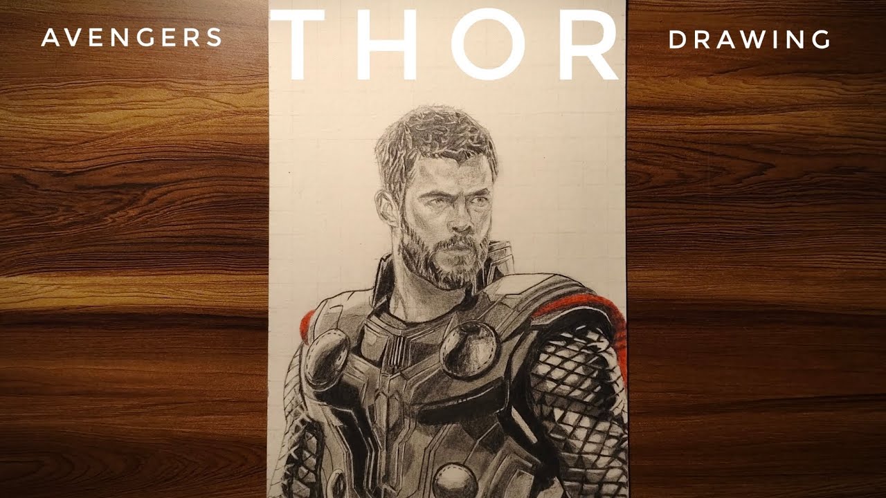 Portrait Drawing Chris Hemsworth as Thor using graphite pencil