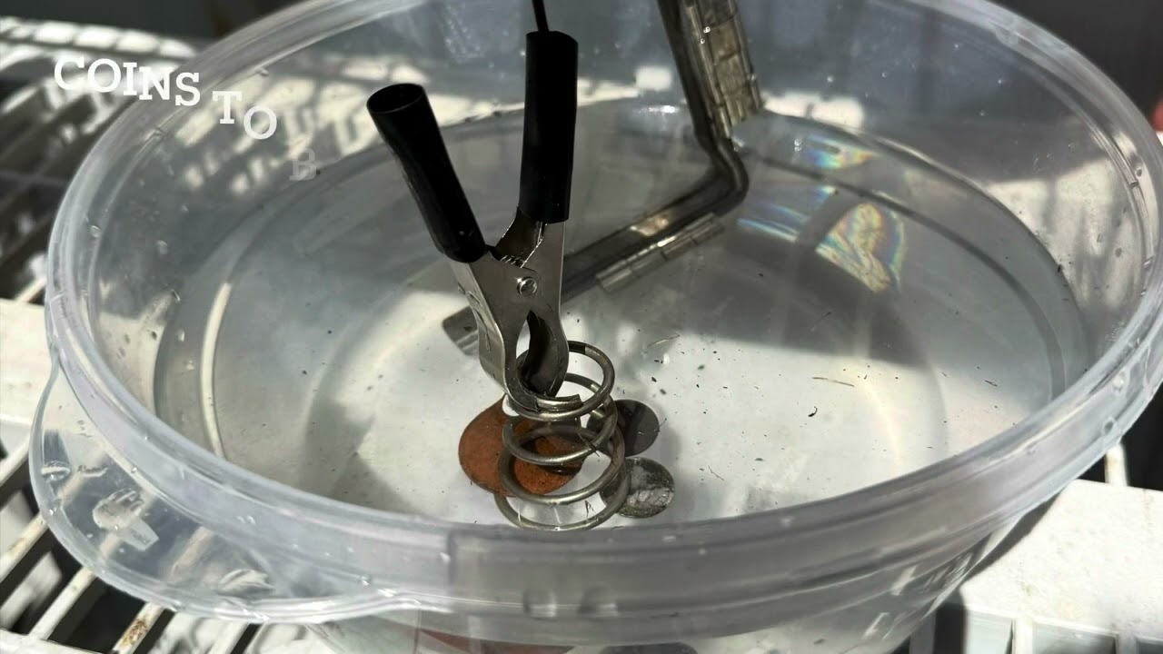 CLEAN SILVER COINS WITH ELECTROLYSIS #electrolysis #homemade #tarnished #walkingliberty #pirates