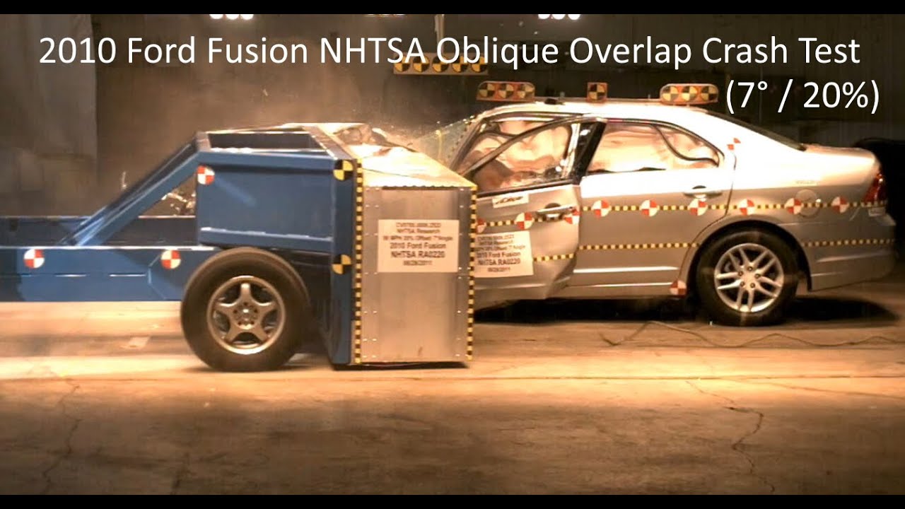2007-2012 Ford Fusion / Mercury Milan NHTSA Oblique Overlap Crash Test (7° / 20% Overlap)
