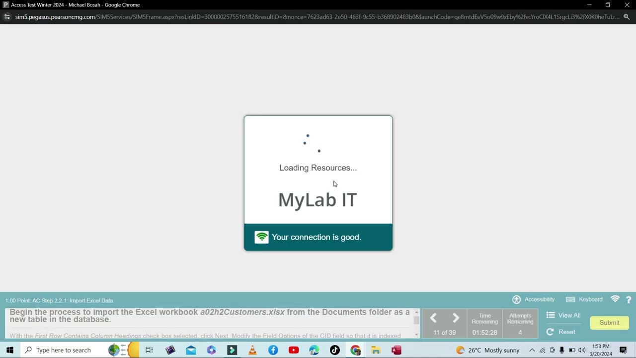Access Test Winter 2024 Complete | Winter 2024 Comp 1110 | MyITLAB Pearson Access Exam | Office 365