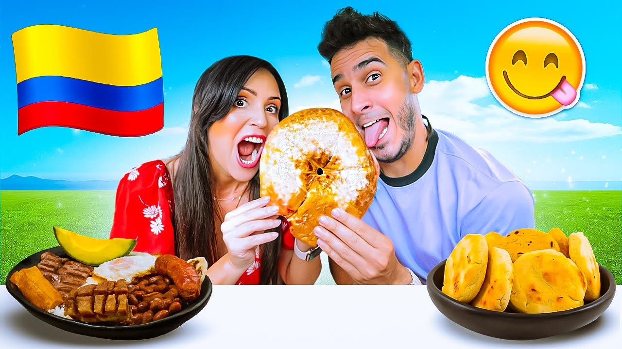 Probando la Comida Colombiana en USA 😱  COMIENDO POR PAÍSES COLOMBIA 😅 Sandra Cires Art