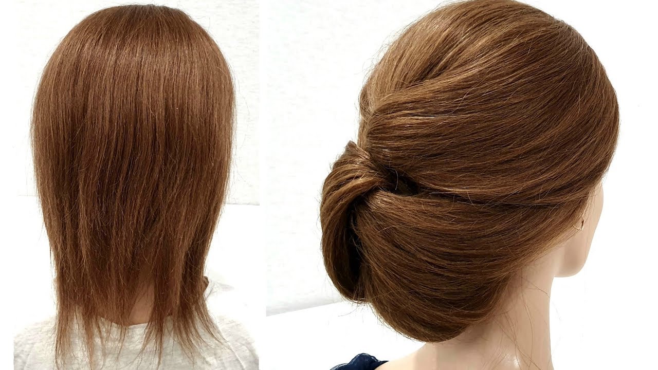 Объемный пучок на Короткие волосы из РЕЗИНОК. Быстрая Прическа.Easy Hairstyles for Short Hair
