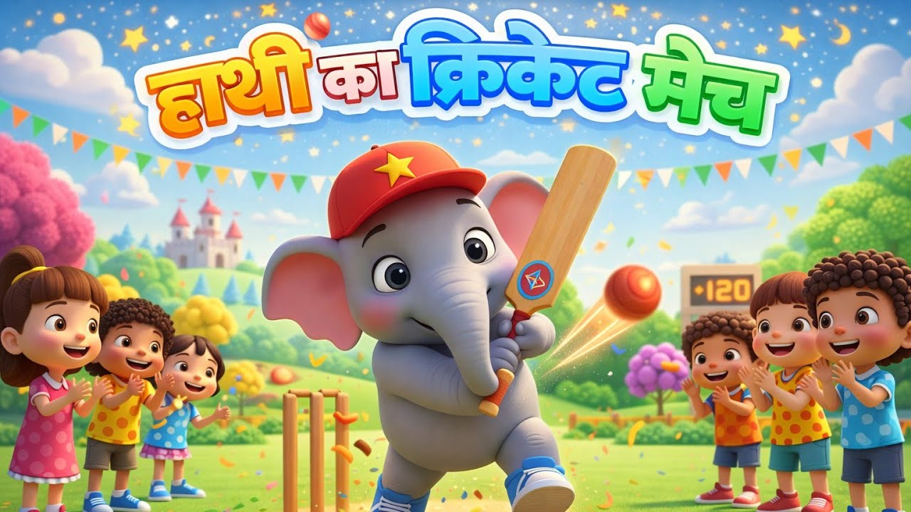 Hathi Ka Cricket Match | हाथी राजा का खेल क्रिकेट | Hindi Nursery Rhymes for Kids | KindBee Rhymes