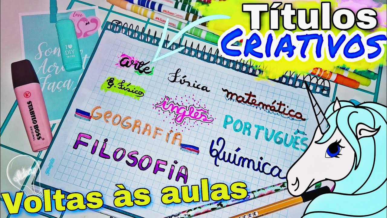 'DECORE' SEU 'CADERNO' COM 'T&Iacute;TULOS' 'CRIATIVOS' 💗