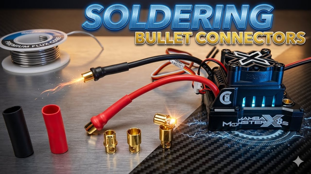 Soldering 8MM Bullet connectors on ESC and good heat shrink I use