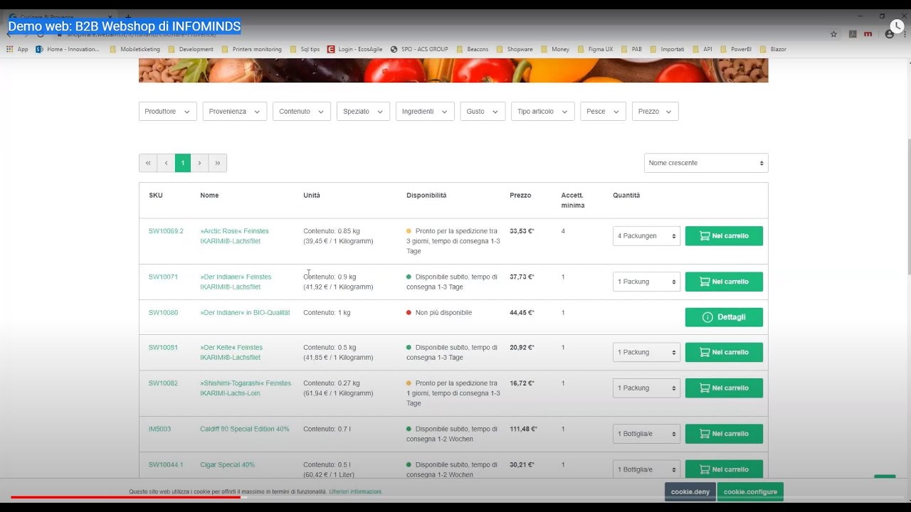 Demo web: B2B Webshop di INFOMINDS