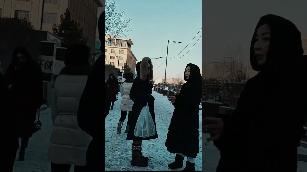People walking on the streets of Ulaanbaatar in winter #shorts #asmr #travel #mongolia #winter