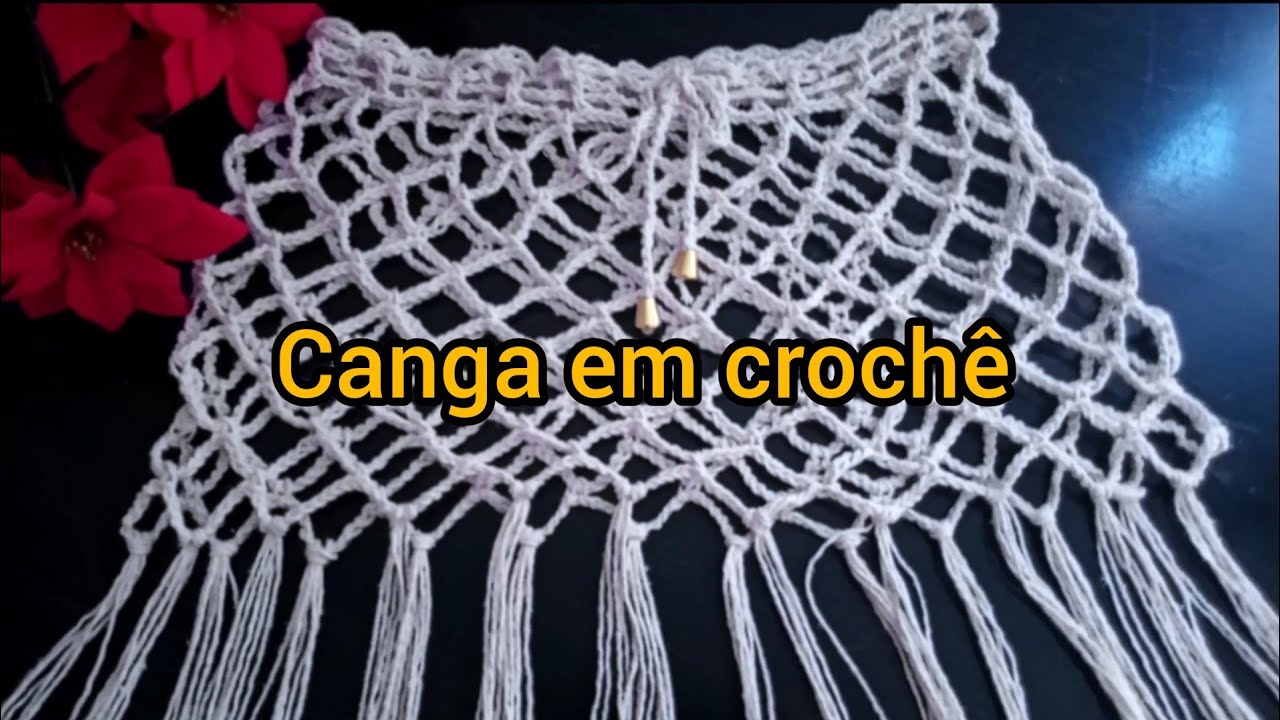 canga em crochê com franja #passo a passo