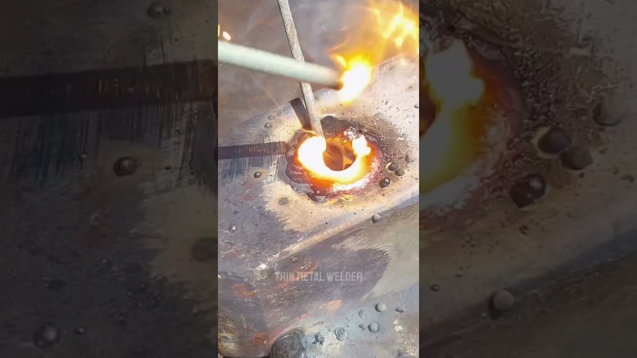 how welders patch large holes in thin metal | stick welding square tubing #howtowelding #welding