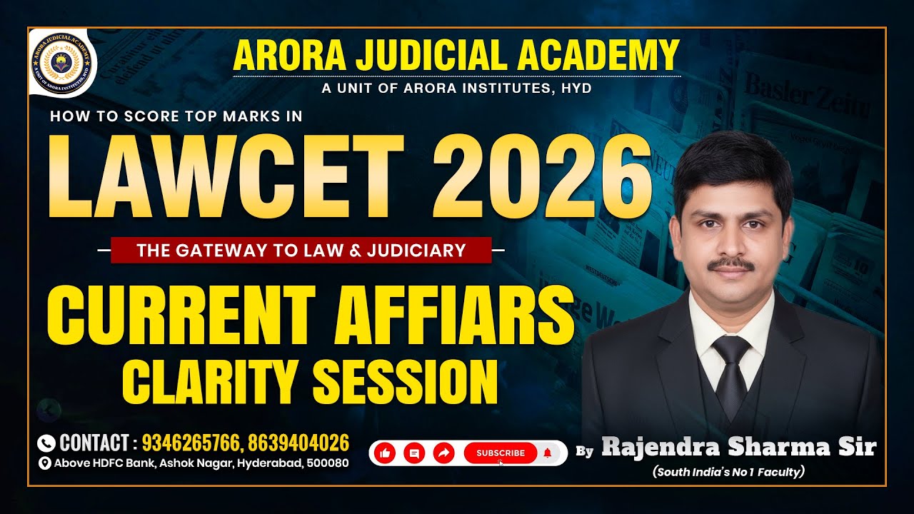 Lawcet 2026| Current Affairs |Syllabus analysis| Arora Judicial Academy|#aplawcet |#tglawcet