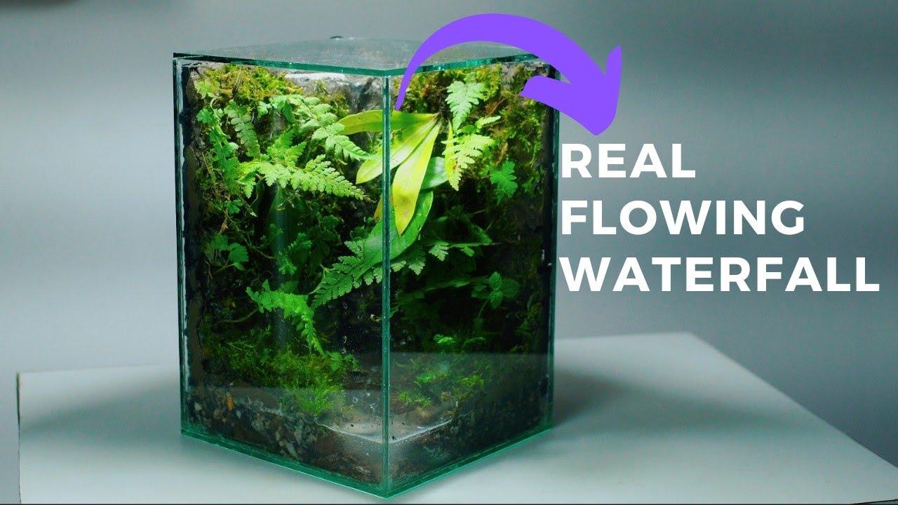 making a nano jungle waterfall in a glass tank | terrarium | paludarium